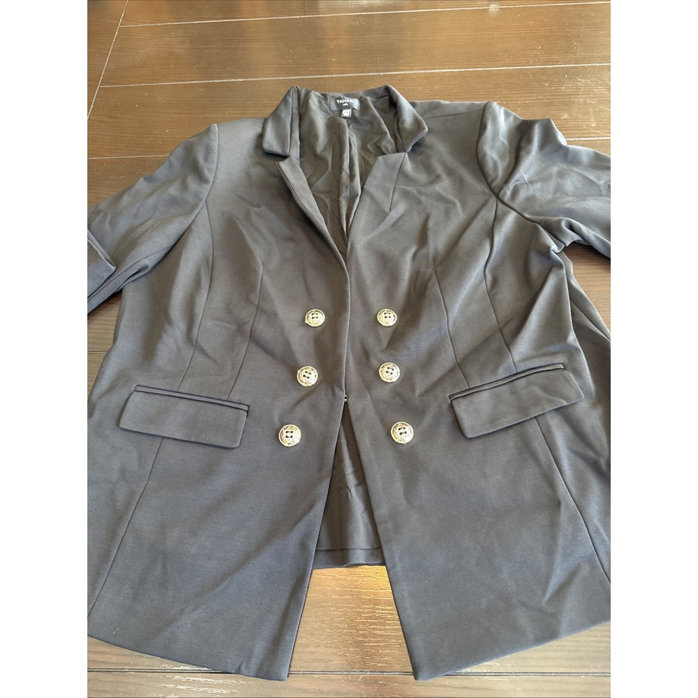 Tahari Arthur S Levine Jacket Womens 20W Black Button Front Plus Size